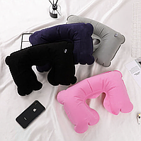 Надувна подушка для шиї, для подорожей, польоту та відпочинку. Сірий