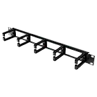 1U Кабельний організатор з 5 пластиковими кільцями, чорний