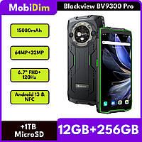 Противоударный смартфон Blackview BV9300 Pro 12/256GB 15080mAh 2SIM 4G 6.7" FHD+ 120Hz Android 13 NFC Green