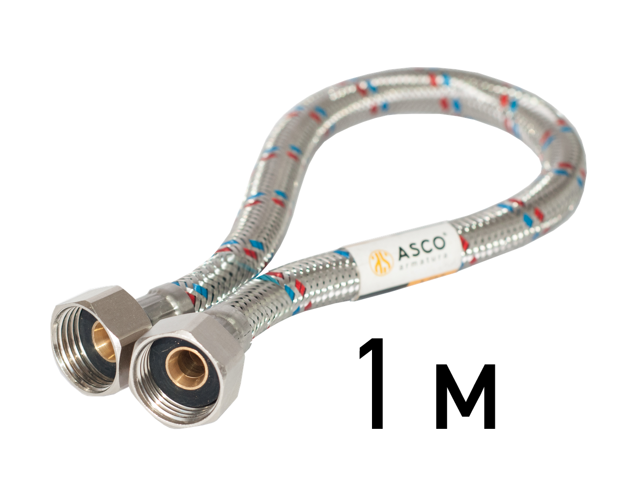 Шланг нержавіючий 1/2 ВВ 1,0 м EPDM ASCO Armatura, фото 1