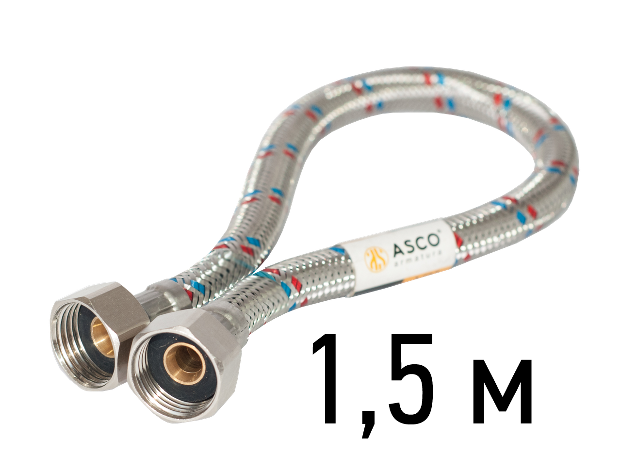 Шланг нержавіючий 1/2 ВВ 1,5 м EPDM ASCO Armatura, фото 1