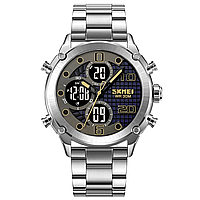 Мужские наручные часы на стальном браслете Skmei 1975 (Черные), наручные часы мужские спортивные, электронные Серебристый