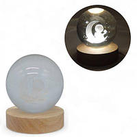 Нічник скляна куля Космонавт на Місяці 8 см от LamaToys