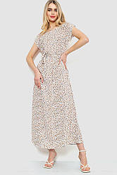 Сукня з принтом, колір молочно-бежевий, 214R055-2