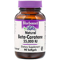 Натуральный бета-каротин Bluebonnet Nutrition Beta Carotene 25,000МЕ 90 гелевых капсул EV, код: 1845329