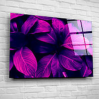 Картина на склі "Фіолетове тропічне листя"