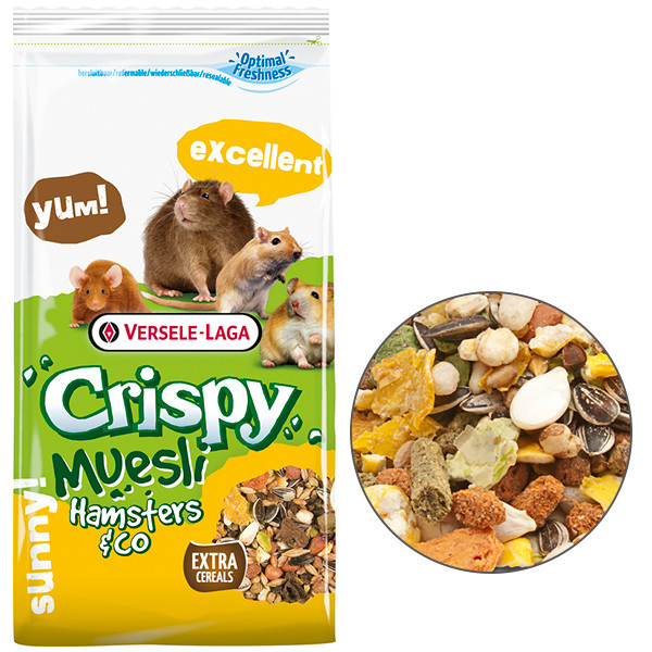 Versele-Laga Crispy Muesli Hamster ВЕРСЕЛЕ-ЛАГА КРІСПІ МЮСЛІ ХОМ`ЯК корм для хом`яків, щурів, мишей, піщанок на вагу 250 г, фото 1