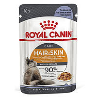 Royal Canin Hair&Skin Care in Jelly консерва для котов для красивой кожи и шерсти ( кусочки в желе) 85 г 12