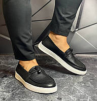 Чоловічі шкіряні літні лофери | Повсякденне чоловіче взуття | Зручні молодіжні чорні туфлі