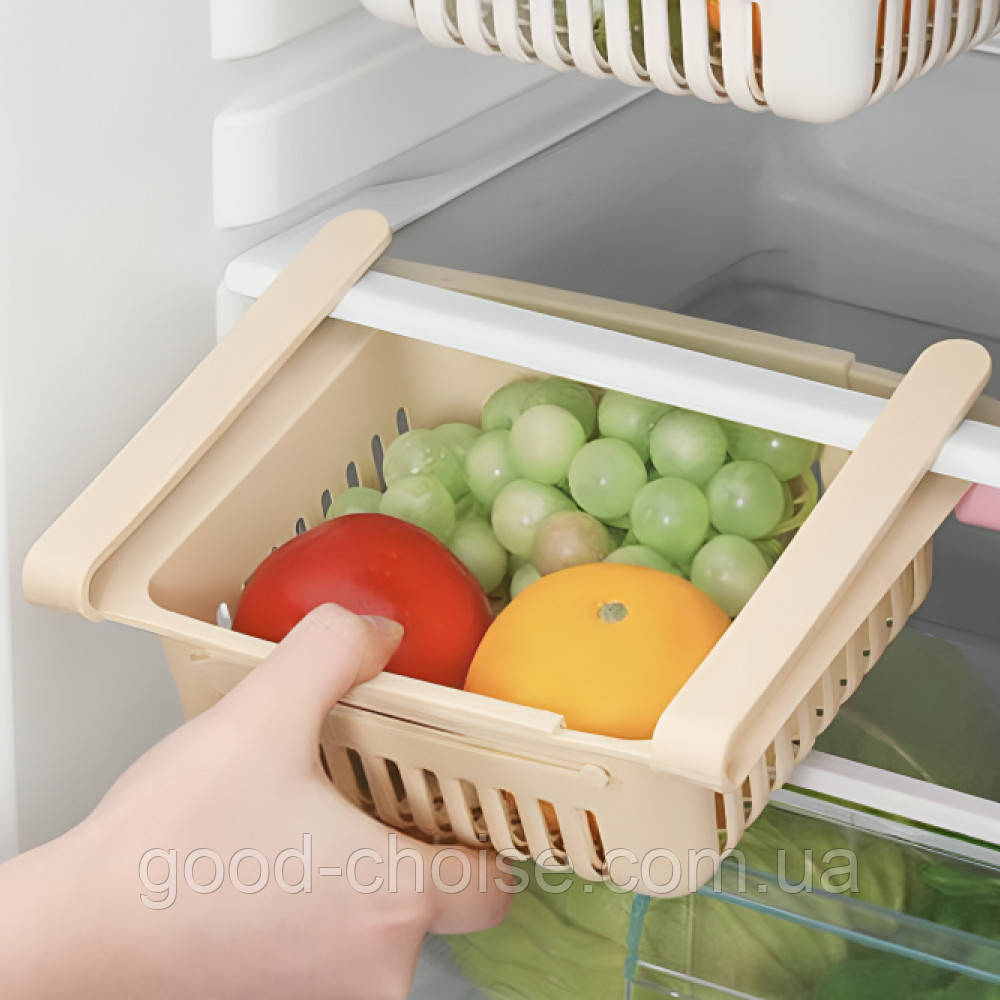 Подвесной контейнер для холодильника Kitchen storage rack, Бежевый / Сьемная полка для хранения продуктов - фото 3 - id-p2193158659