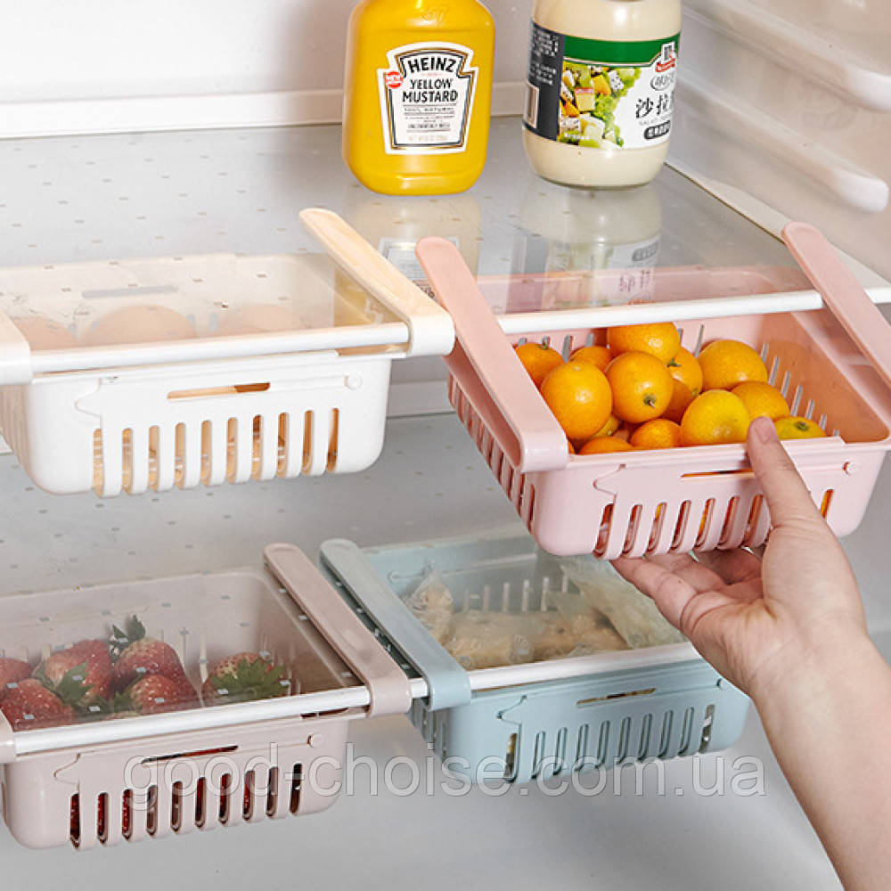 Подвесной контейнер для холодильника Kitchen storage rack, Бежевый / Сьемная полка для хранения продуктов - фото 7 - id-p2193158659