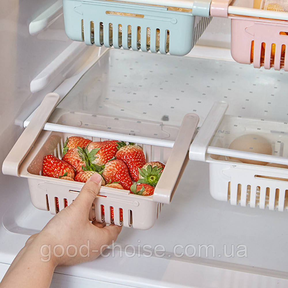 Подвесной контейнер для холодильника Kitchen storage rack, Бежевый / Сьемная полка для хранения продуктов - фото 5 - id-p2193158659