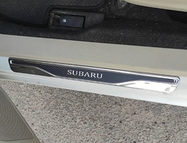 Накладки на пороги Subaru XV 2011+ (нерж.+карбон) TAN24