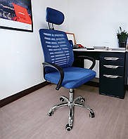 Кресло офисное Bonro B-6200 синее поворотное компьютерное на колесах со спинкой до 120 кг