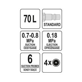 Встановлення для вакуумного відкачування оливи 65 л YATO YT-07191, фото 4