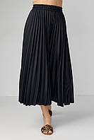 Плиссированная юбка миди - черный цвет, S, M