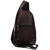 Мужской рюкзак слинг кожаный коричневый TARWA RC-0116-3md высокое качество