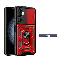 Противоударный чехол для Samsung Galaxy A55 Красный кольцо магнит