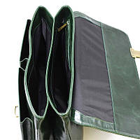 Деловой кожаный мужской портфель в зеленой глянцевой коже TARWA GE-2068-4lx высокое качество