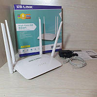 Роутер wifi для домашнего интернета, Сетевой маршрутизатор LB-Link, Мощный роутер на 4 антенны 2LAN+1WAN BIN