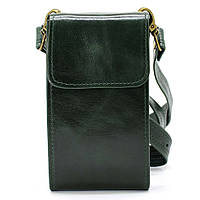 Кожаная женская сумка-чехол панч GE-2122-4lx TARWA, зеленая глянец высокое качество
