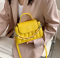 Модная маленькая женская сумочка клатч с цепочкой, черная мини сумка стеганная сумка-клатч женский Желтый