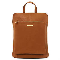 Рюкзак-сумка женская кожаная (Италия) Tuscany TL141682 (Коньяк) высокое качество