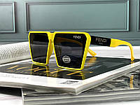 Трендові сонцезахисні жовті окуляри UV400 стильні жіночі квадратні окуляри від сонця лінза полікарбонат fend BIN