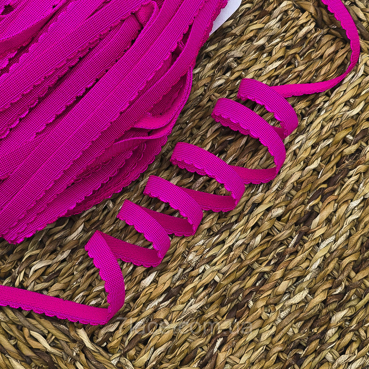 Станова гумка з фестоном "Хвиля" / колір МАЛИНОВИЙ / ширина 1 см / замовлення від 1 метра, фото 1