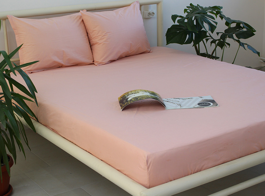 Простирадло на гумці ТМ TAG ранфорс 160х200х20 Pale Blush, фото 1