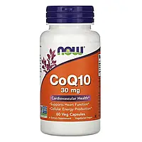 Коэнзим Q10, NOW Foods CoQ10, 30 мг, 60 капсул,