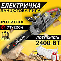 Ланцюгова електропила INTERTOOL DT-2204 2400 Вт садова ручна ланцюгова електро пила для обрізки дерев