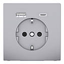 MERTEN D-Life Розетка із заземленням та USB A+C 3A нерж. сталь MEG2367-6036, фото 2