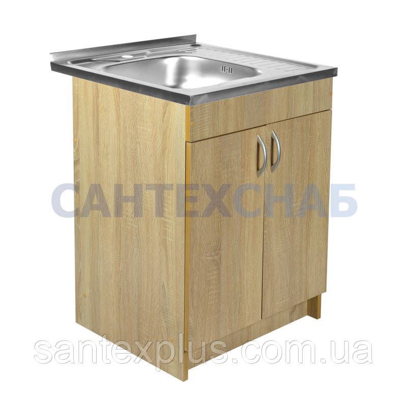 Тумба з мийкою 60х60 ліва Дуб сонома для кухні сифоном, фото 1