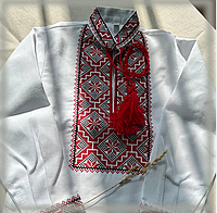 Детская вышиванка для мальчика, красно-черный узор Нарядная праздничная украинская рубашка для мальчика 98-152