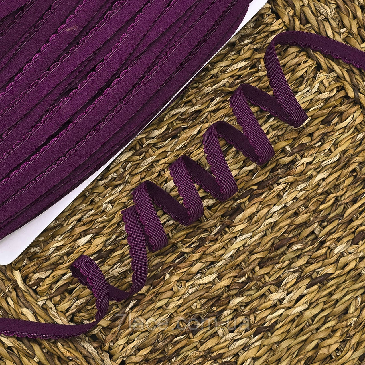 Станова гумка з фестоном "Хвиля" / колір СЛИВОВИЙ / ширина 1 см / замовлення від 1 метра