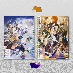 Скетчбук А5 96 л. 60-65 гр.м² Гри Genshin Impact