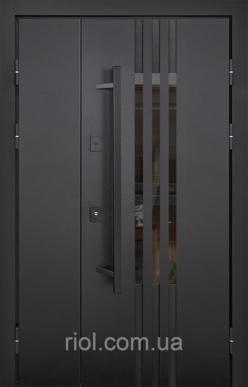 Полуторні вхідні двері з терморозривом Revolution Black Гарантія 7 років Замки Mottura, фото 1