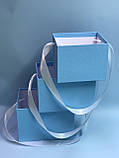 Набір прямокутних коробок зі стрічкою (голубий), фото 2