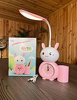Дитяча лампа-годинник 3в1 Alarm clock XL-800 рожевий