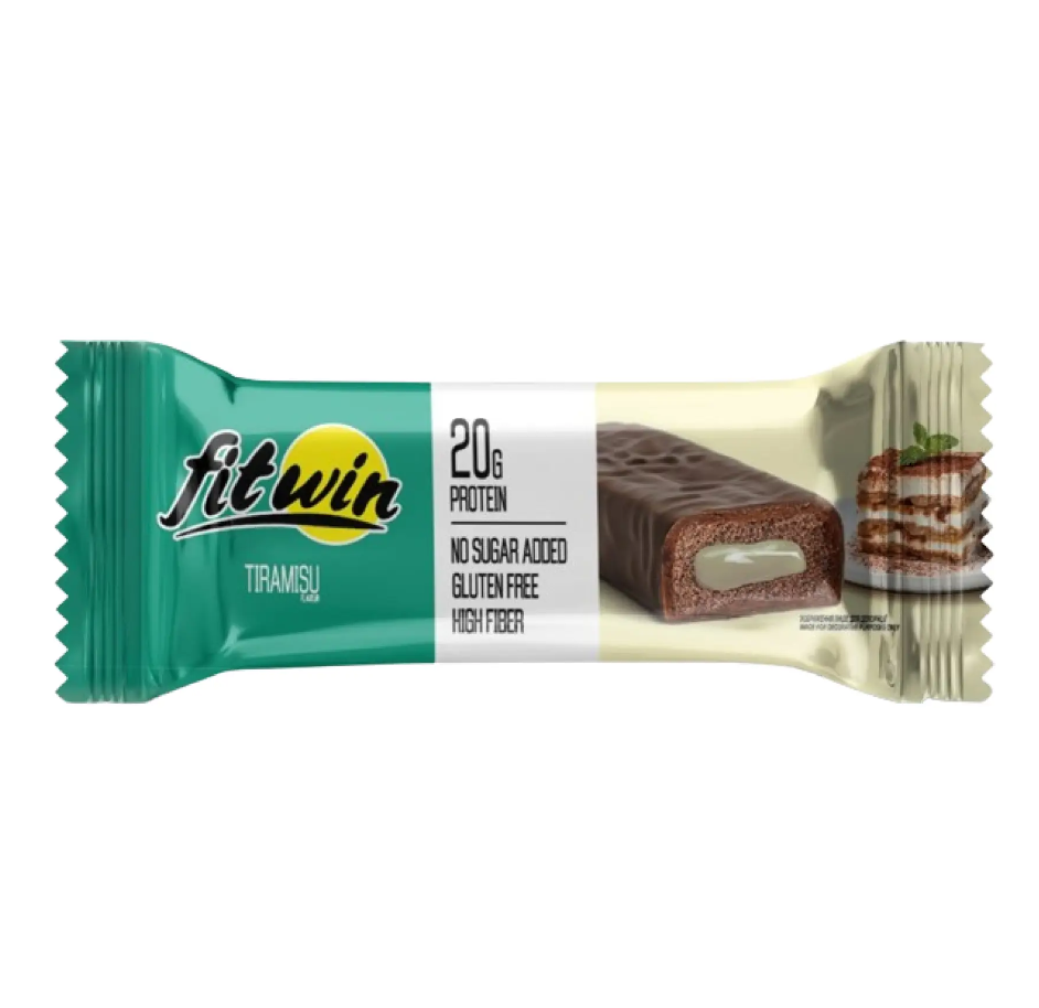 Протеїновий батончик Тірамісу з начинкою БЕЗ ЦУКРУ Tiramisu 60 г 33% FitWin