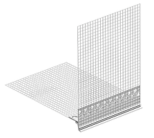 Кут з прихованим капельником для цоколя EJOT утеплювача ПВХ з армувальною сіткою 125x125мм та з'єднувачем між собою 2 метра