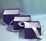 Набір прямокутних коробок зі стрічкою (фіолетовий), фото 3