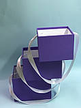 Набір прямокутних коробок зі стрічкою (фіолетовий), фото 2
