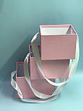 Набір прямокутних коробок зі стрічкою (рожевий), фото 2