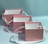 Набір прямокутних коробок зі стрічкою (рожевий), фото 3