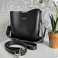 Женская сумка стиль Zara на плечо, сумочка Зара черная эко кожа люкс качество высокое качество