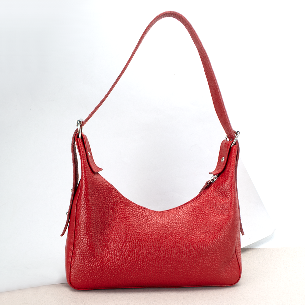 Сумка багет жіноча шкіряна червона Handycover S456 на плече, фото 1