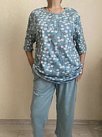 Женская пижама Батал бриджи и футболка хлопок 66р