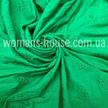 Тканина Батист вишивка Цветин Зеленый